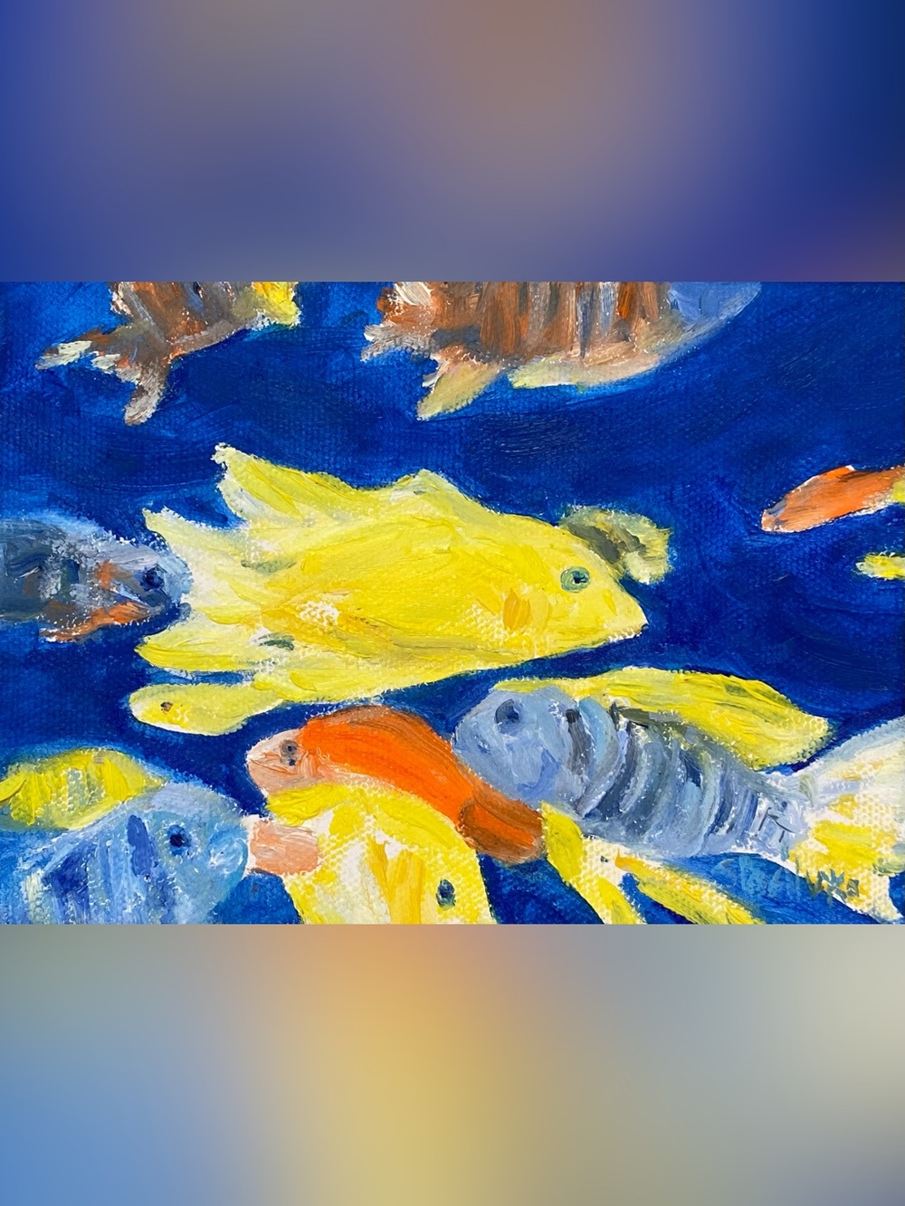 Fish 5x7” oil on canvas original